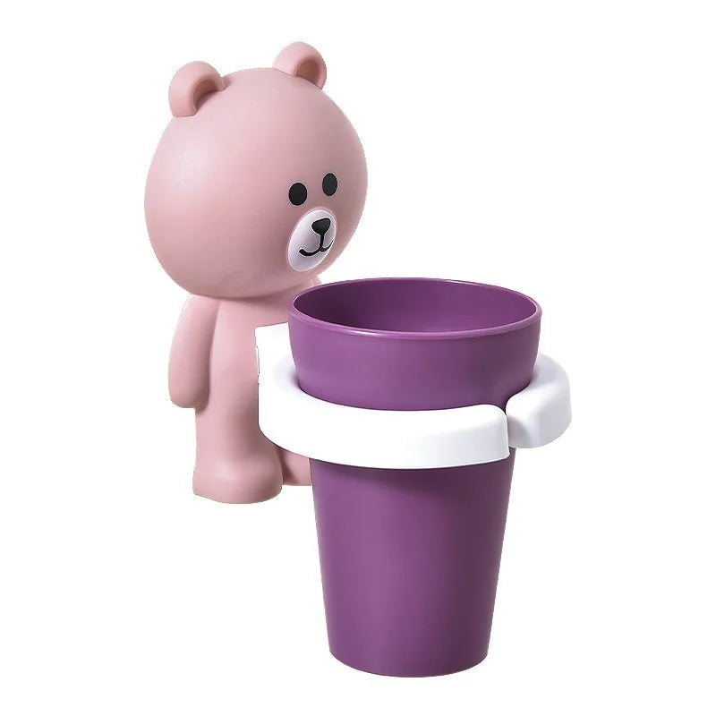 Bathroom Supplies Kids Toothbrush Holder Wall Mount Paste Baby Toothbrushing Cup Safe Non-toxic Wash Cup Strong Anti-Fall