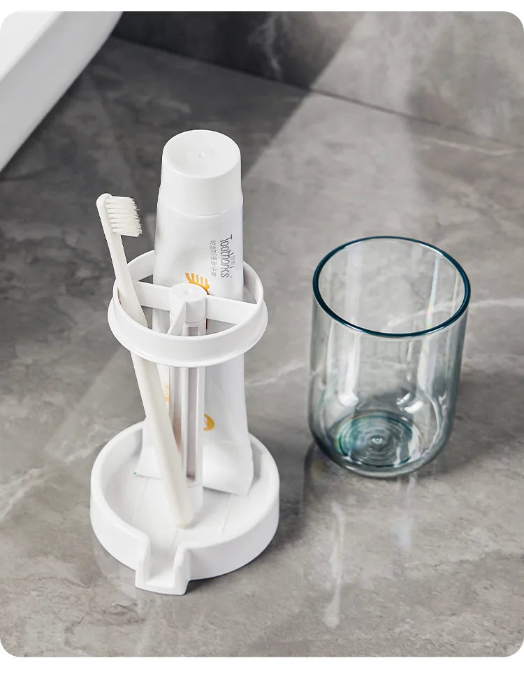 Hygienic Toothbrush Organizer with Protective Lid Ventilated Plastic Bathroom Cup Holder Multifunctional Countertop Storage