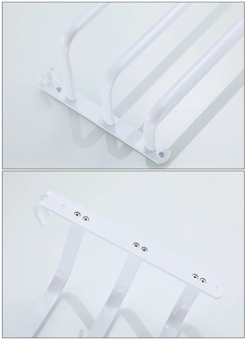 SHBSHAIMY Space Aluminum Towel Hanger Wall Mounted Towel Rack Bathroom Fashion White Towel Bar Rail Matte White Towel Holder