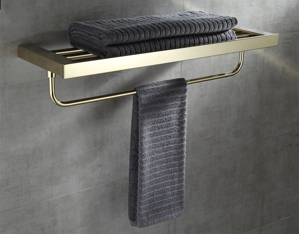 304 stainless steel brushed gold towel rack Hardware bathroom pendant Bathroom rack Bath towel rack