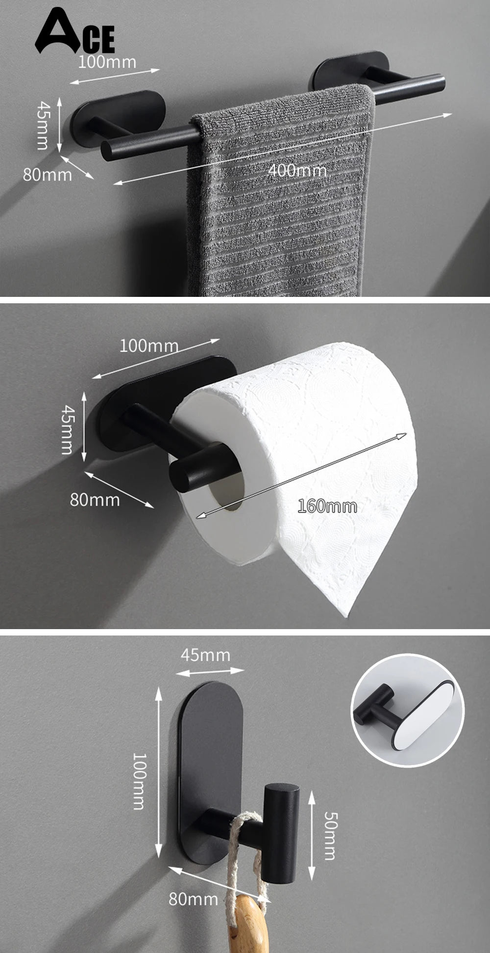 Bath Towel Bar 304 Stainless Steel Towel Rack Towel Ring Toilet Paper Holder Brushed Gold Bathroom Hardware Accessories Set