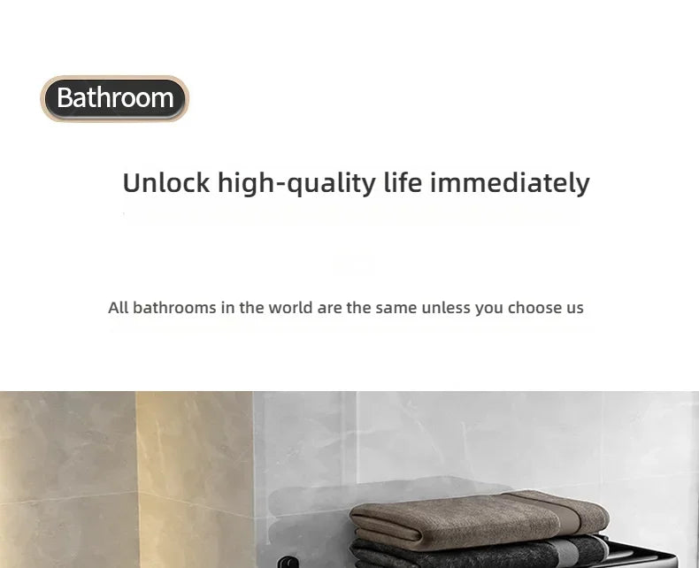 Popular Style 40/50CM Bathroom Self-Adhesive Wall Mount Bathroom Waterproof and Rust Proof Storage Shelf with Hook Towel Holder