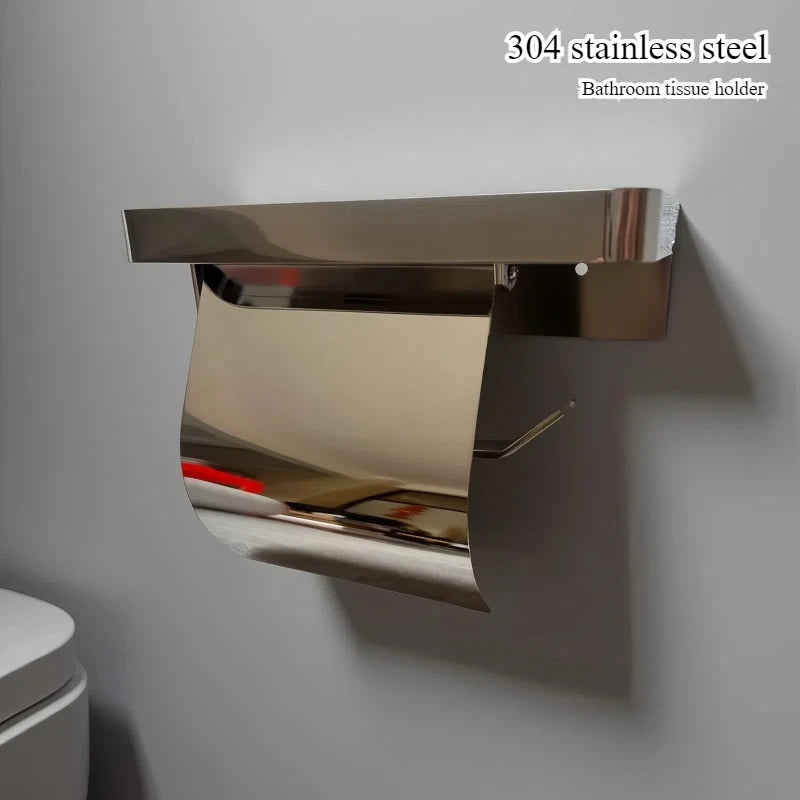 Bathroom 304 stainless steel tissue holder, two installation methods for toilet paper roll holder