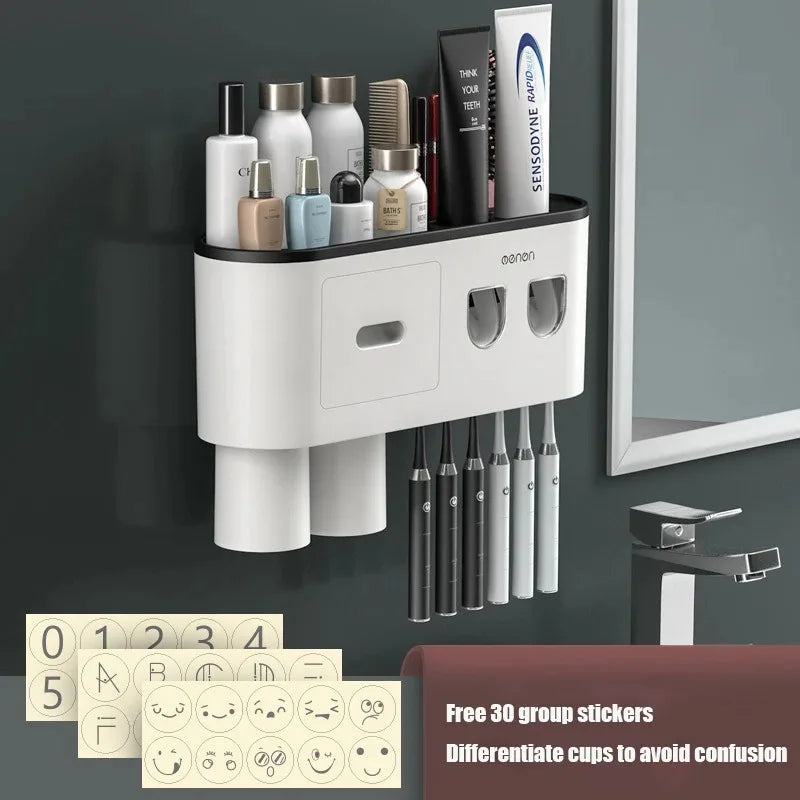 1Pcs Wash Set  Automatic Toothpaste Squeezer Cups Gargle Cup  Punch-free Toothbrush Cup Holder Storage Rack Bathroom Products Ho