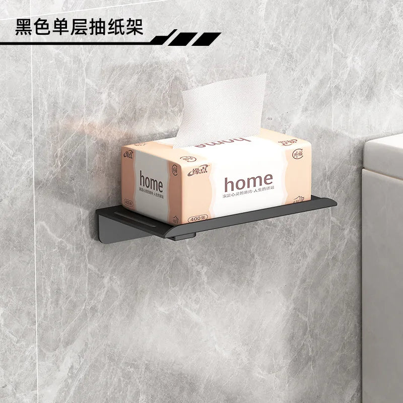 No Punching Toilet Paper Roll Holder Self Adhesive in Bathroom Tissue Paper Holder Plastic Easy Installation Paper Roll Holder