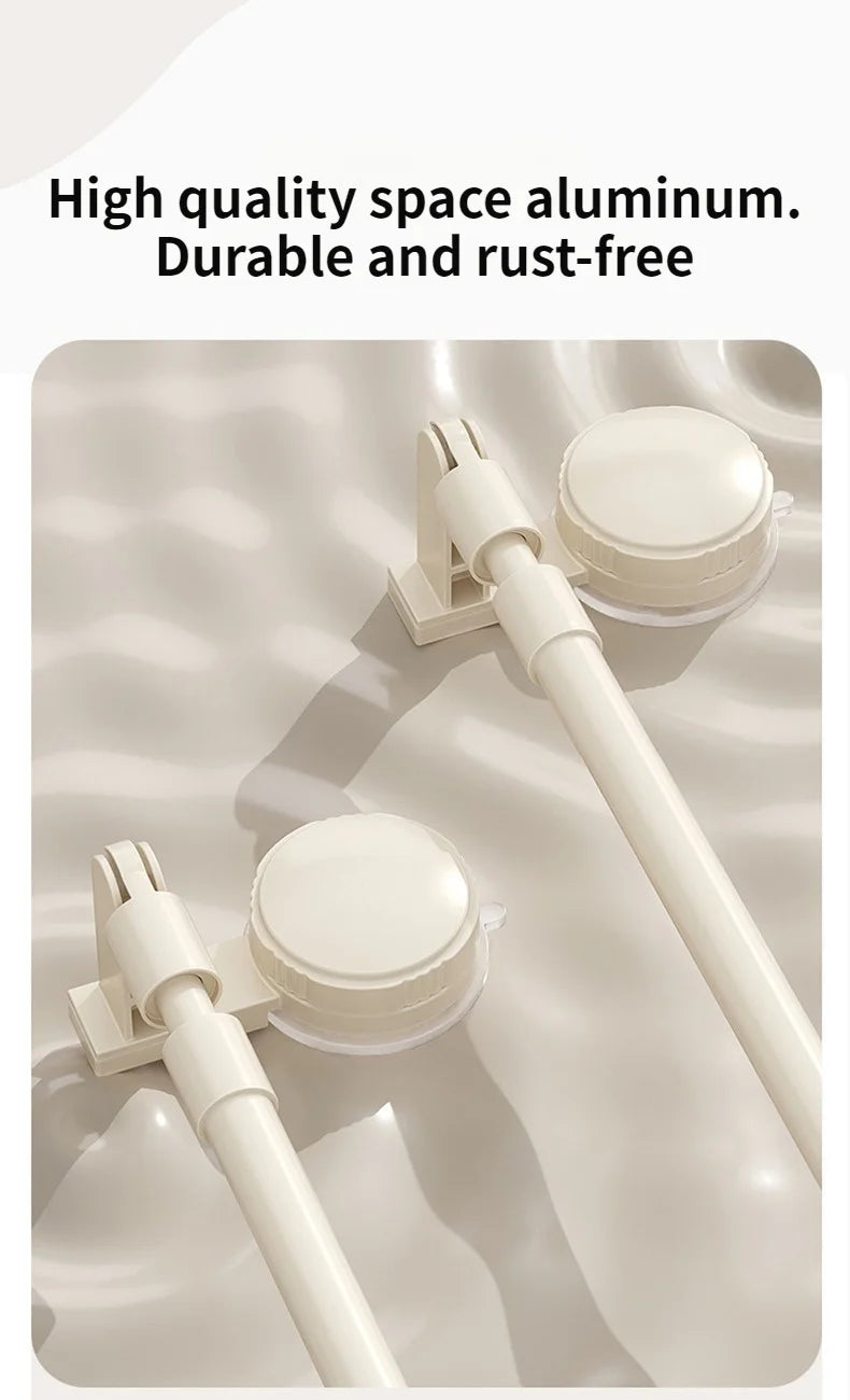 Extendable Rod Kitchen Hook Suction Cup Towel Rack Bathroom Retractable Towel Pole Storage Rack Bathroom Towel Storage Bar