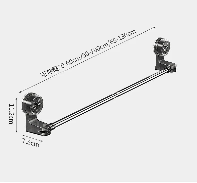 YM Adjustable Suction cup towel rack non-perforated toilet wall mounted towel bar bathroom retractable shelf storage rack