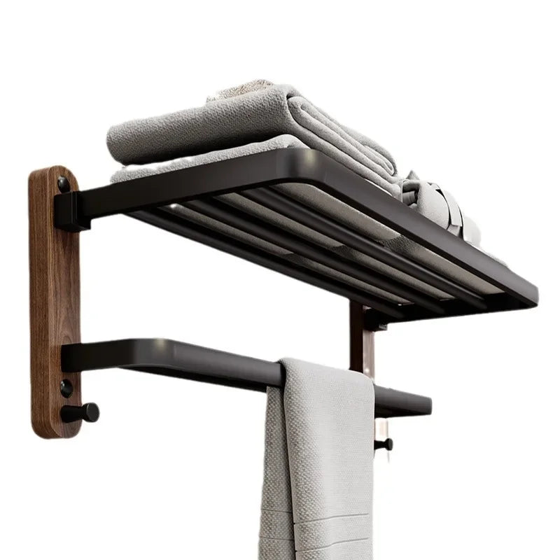 Walnut bathroom towel rack, high-end bath towel storage rack, bathroom shelf, bathroom pendant