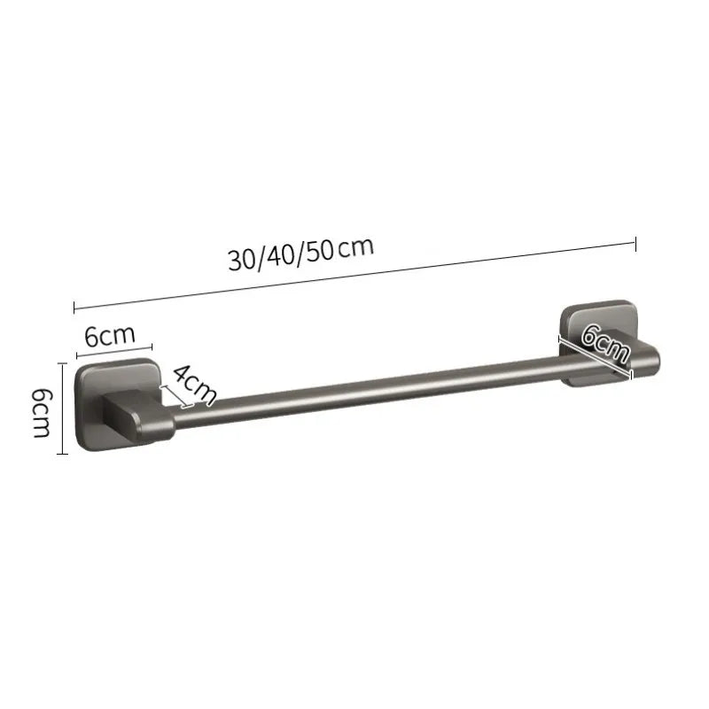 Bathroom Towel Holder Without Drilling Bathroom Black Towel Rack Towel Bar Self-Adhesive Bathroom Towel Rack Towel Rail