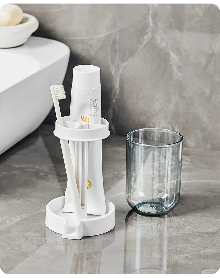 Hygienic Toothbrush Organizer with Protective Lid Ventilated Plastic Bathroom Cup Holder Multifunctional Countertop Storage