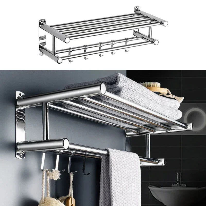 Stainless Steel Bath Towel Rack Perforation-free Hotel Hotel Bathroom Rack Towel Rack Towel Bar Bathroom Shelves