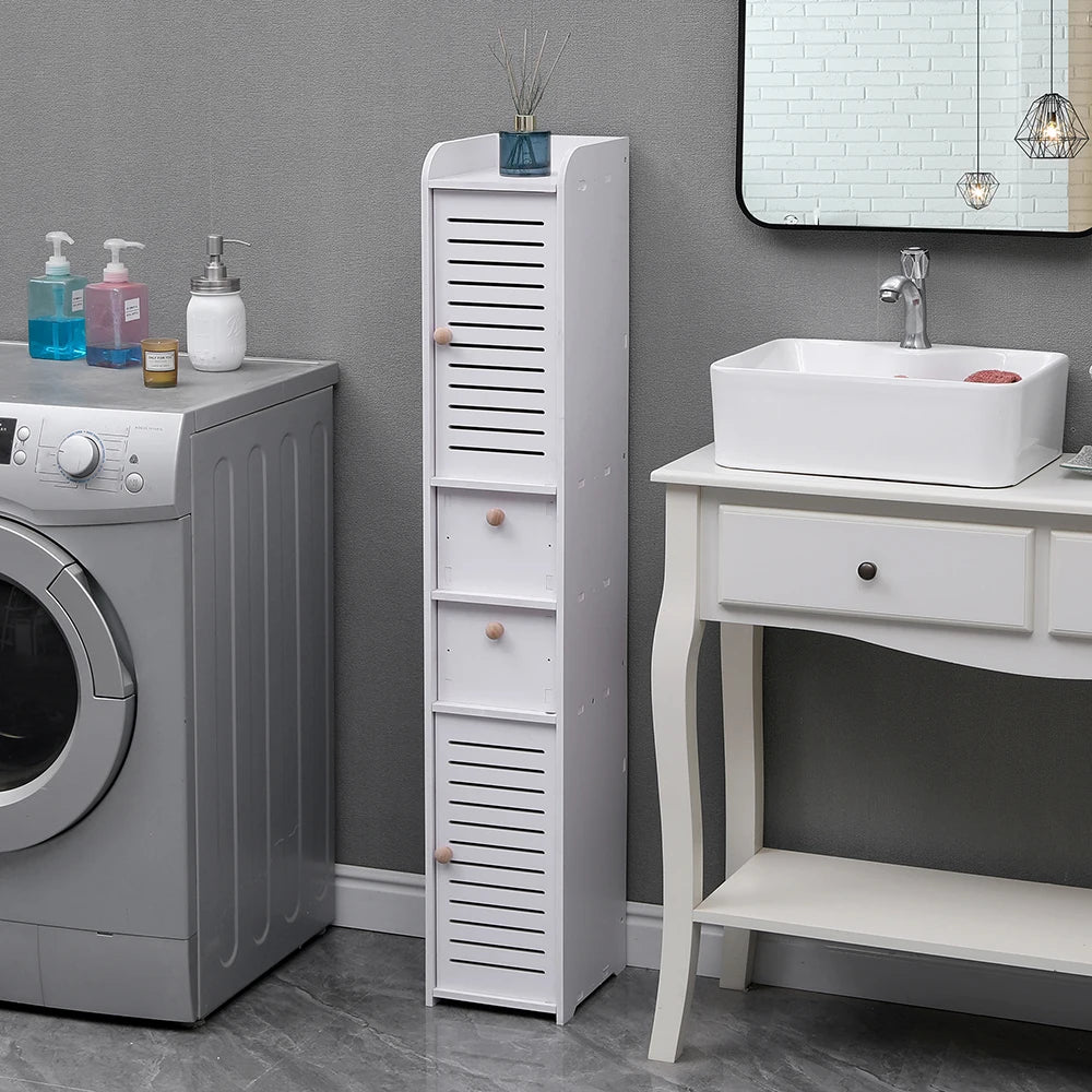 Floor-standing wooden bathroom storage cabinet multi-layer storage cabinet bathroom paper towel rack storage cabinet