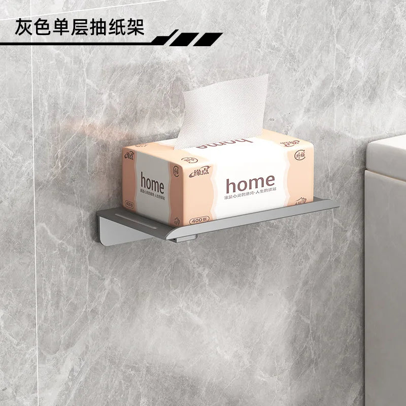 No Punching Toilet Paper Roll Holder Self Adhesive in Bathroom Tissue Paper Holder Plastic Easy Installation Paper Roll Holder