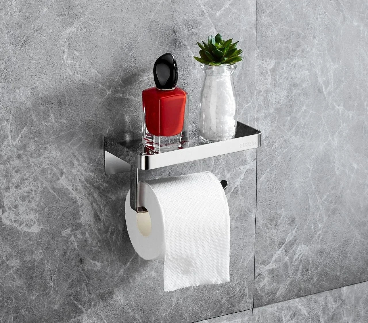 Bathroom 304 stainless steel tissue holder, two installation methods for toilet paper roll holder