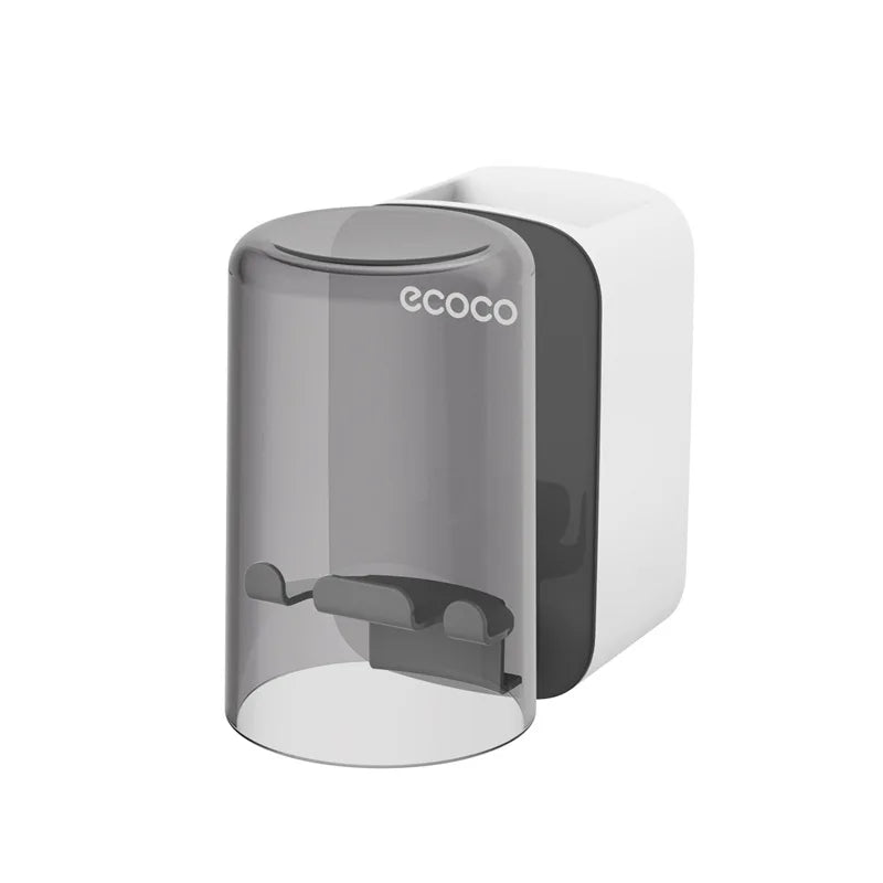 ECOCO Toothbrush Holder and Cup Set Wall Mount Bathroom Accessory Punch Free Mouthwash Holder for Single Home School Student
