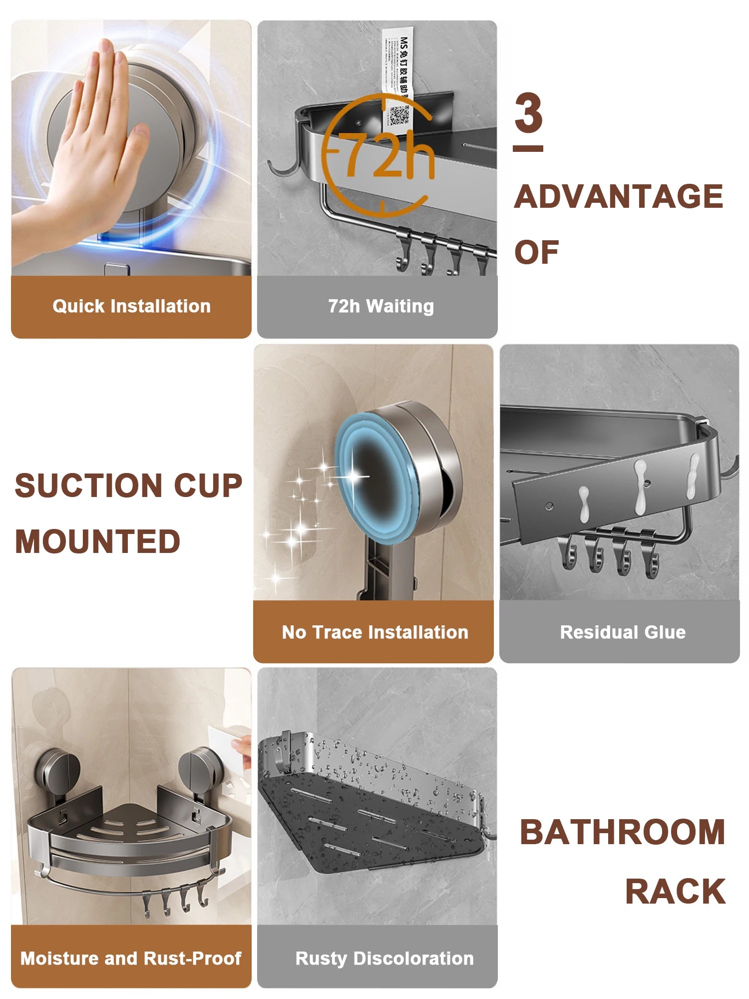 Suction Cup Towel Rack Rotatable Towel Holder Aluminum 2/3/4/5-Bar Towel Hanger Kitchen Bathroom Hanging Wall Mounted