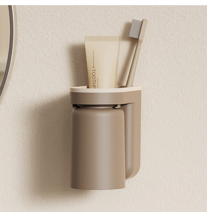 Wall Mounted Toothbrush Holder 2 In 1 Toothbrush Storage Rack Creative Inverted Toothbrush Cup Drain Rack Bathroom Accessories