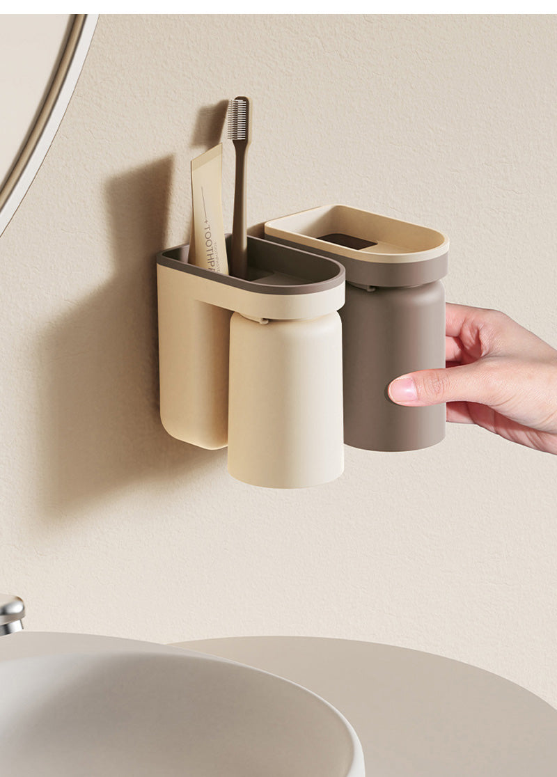 Wall Mounted Toothbrush Holder 2 In 1 Toothbrush Storage Rack Creative Inverted Toothbrush Cup Drain Rack Bathroom Accessories