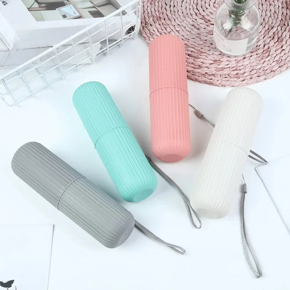 Portable Toothbrush Holder with Toothpaste Storage – Travel Bathroom Cup Case Organizer for Toiletries On-the-Go