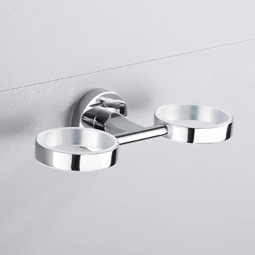 Toothbrushing Cup Bathroom Supplies Double Tumbler Cup Holder  Toothbrush Holder Wall Mount Cup Strong Anti-Fall Bath Accessori