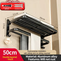 Black Bathroom Wall-Mounted Towel Rack Without Drilling Bathroom Storage Rack Towel Bar Hardware Hanging Pieces