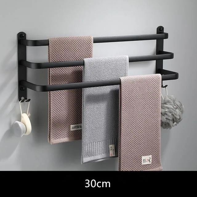 SHBSHAIMY Space Aluminum Towel Hanger Wall Mounted Towel Rack Bathroom Fashion White Towel Bar Rail Matte White Towel Holder
