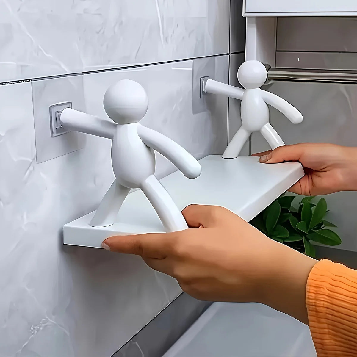 1Pc Self-adhesive Bathroom Shelf Shower Towel Storage Rack Plastic Cosmetic Toilet Organizer Home Decor Kitchen