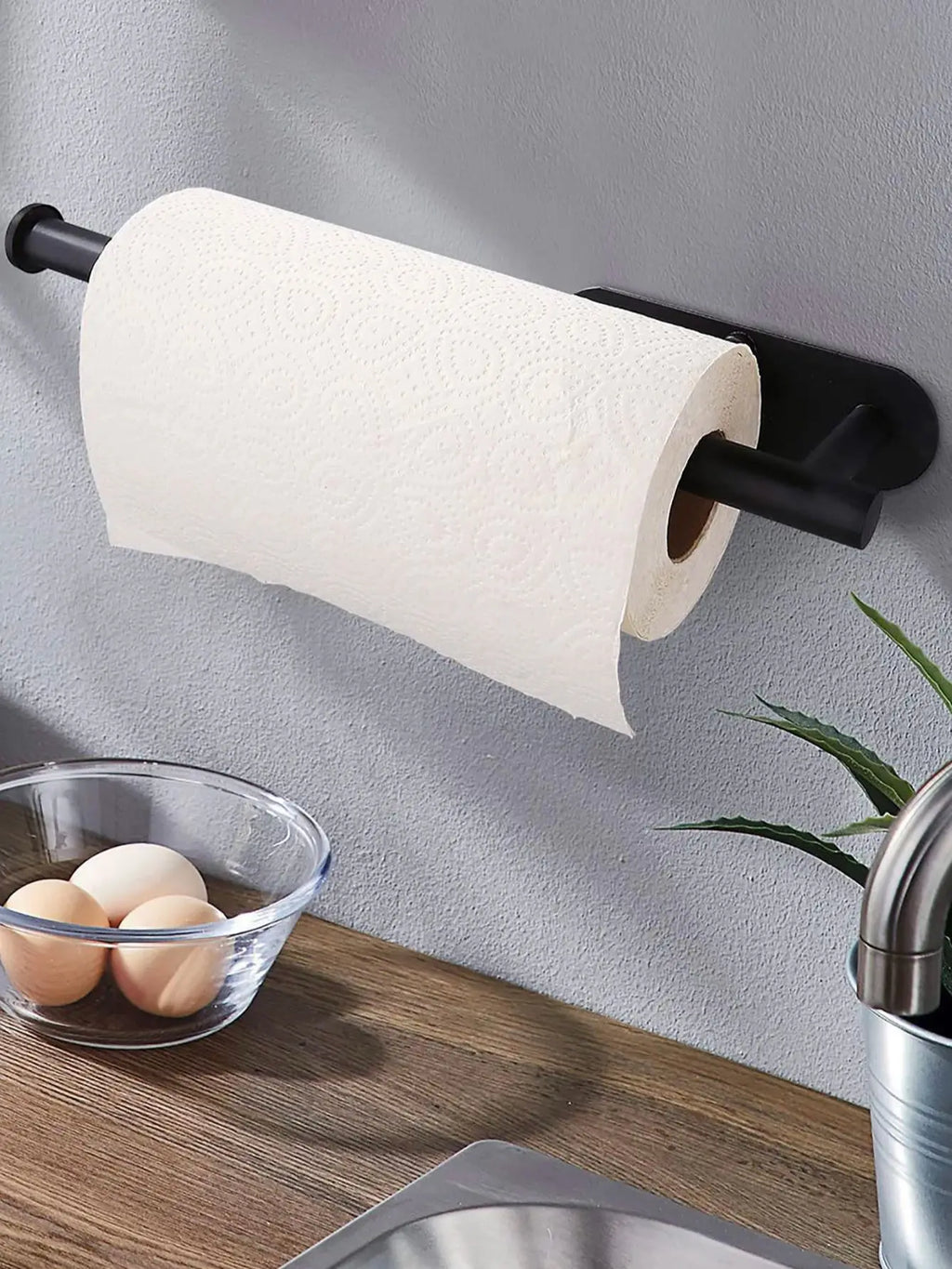 Acrylic Toilet Paper Holder Tissue Rack Wall Mounted Bathroom Kitchen Roll Holder Paper Tissue Rack Hook Modern Black Hanger
