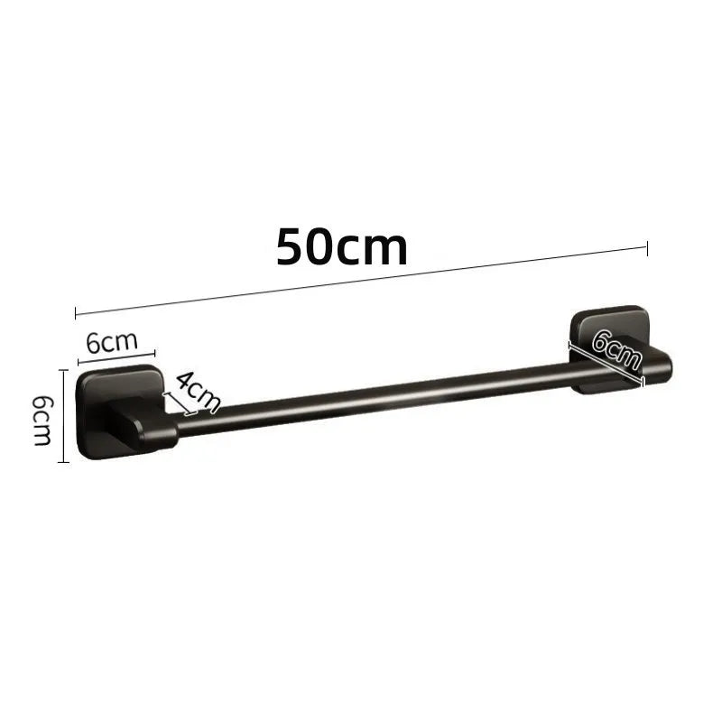 Bathroom Towel Holder Without Drilling Bathroom Black Towel Rack Towel Bar Self-Adhesive Bathroom Towel Rack Towel Rail