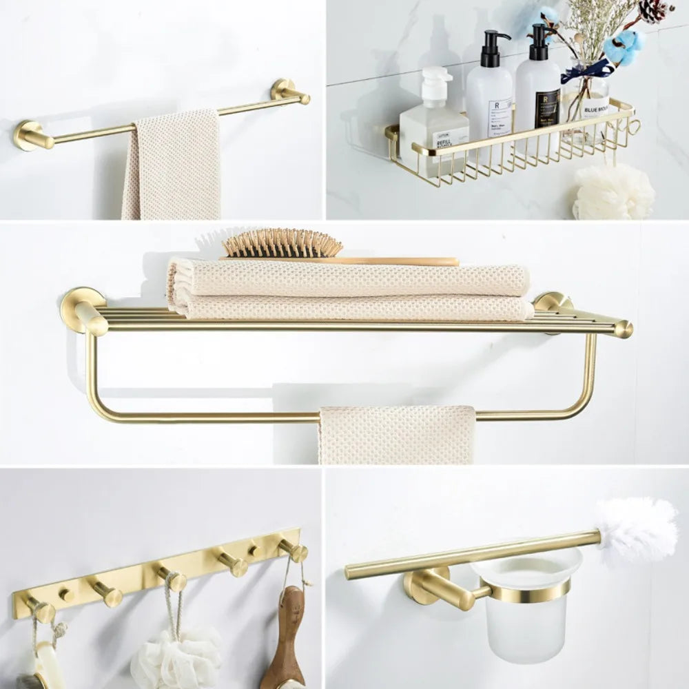 Gold Bathroom rack Nordic brushed gold towel rack simple gold bathroom rack bathroom hardware shelf