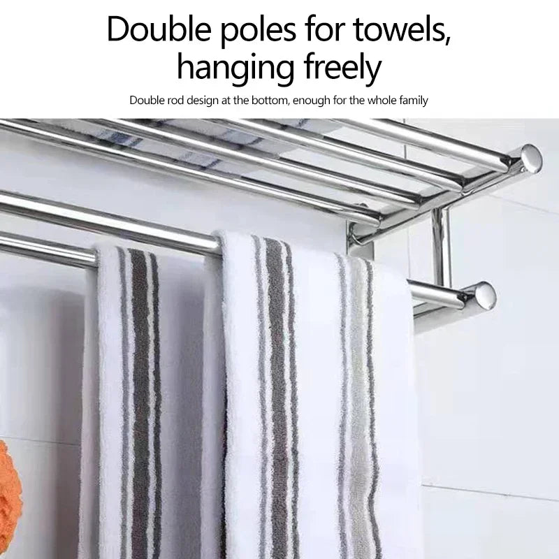 Stainless Steel Bath Towel Rack Perforation-free Hotel Hotel Bathroom Rack Towel Rack Towel Bar Bathroom Shelves