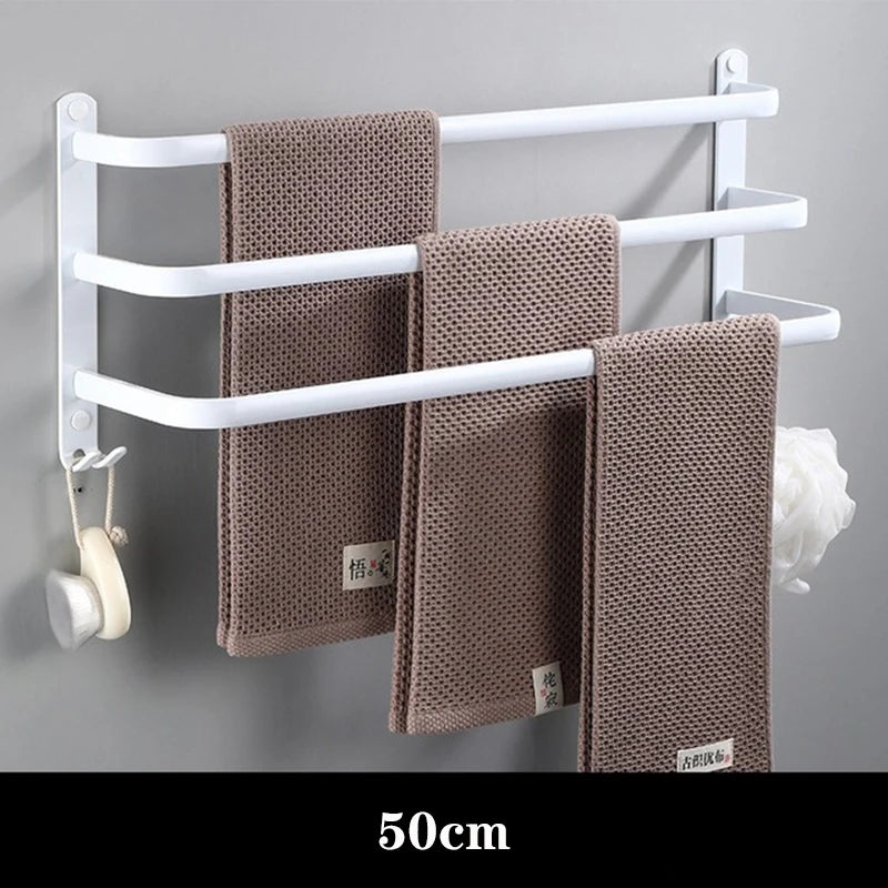 SHBSHAIMY Space Aluminum Towel Hanger Wall Mounted Towel Rack Bathroom Fashion White Towel Bar Rail Matte White Towel Holder
