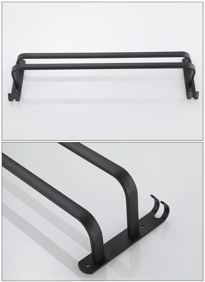 SHBSHAIMY Space Aluminum Towel Hanger Wall Mounted Towel Rack Bathroom Fashion White Towel Bar Rail Matte White Towel Holder