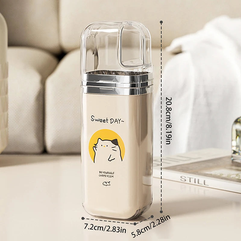 3 IN1 Cartoon Cute Toothbrush Cup Travel Toothbrush Holder Simple Portable Mouthwash Cup For Business Trip Home Bathroom Camping