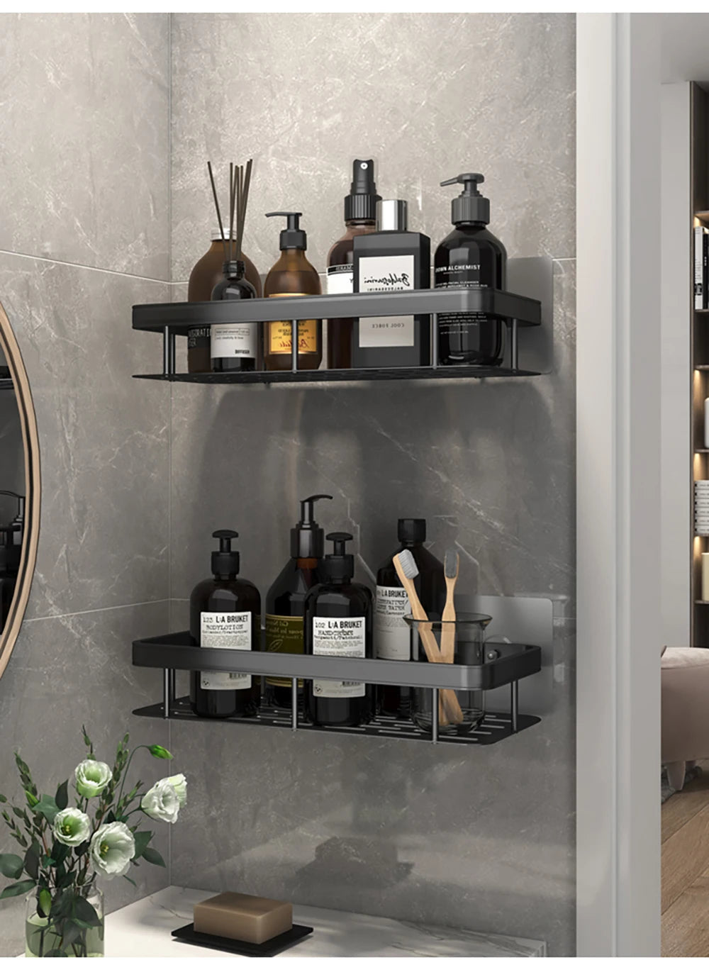 Three legged rack wall hanging corner rectangular bracket wall mounted shower shampoo rack bathroom rack towel rack bracket