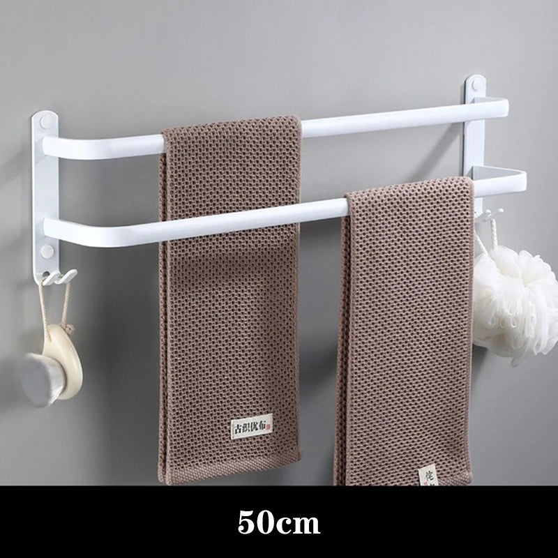 SHBSHAIMY Space Aluminum Towel Hanger Wall Mounted Towel Rack Bathroom Fashion White Towel Bar Rail Matte White Towel Holder