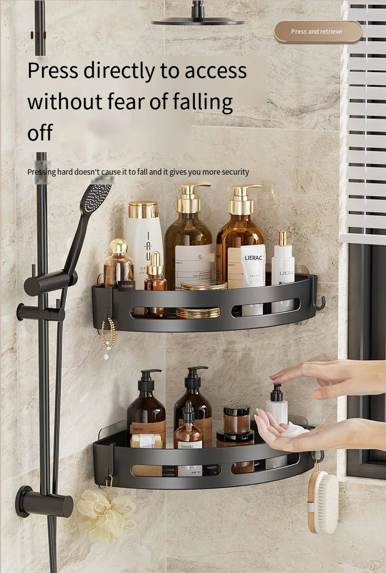 1/2/3Pcs Bathroom Shampoo Rack Adhesive Shower Rack Storage Rack Diamond Free Rack Corner Towel Rack Bathroom Rack Storage Rack