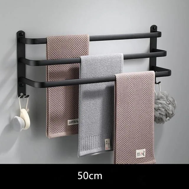 SHBSHAIMY Space Aluminum Towel Hanger Wall Mounted Towel Rack Bathroom Fashion White Towel Bar Rail Matte White Towel Holder
