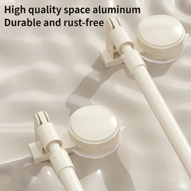 Extendable Rod Kitchen Hook Suction Cup Towel Rack Bathroom Retractable Towel Pole Storage Rack Bathroom Towel Storage Bar
