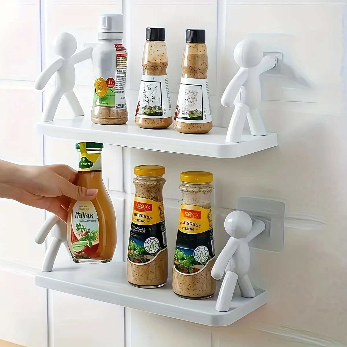 1Pc Self-adhesive Bathroom Shelf Shower Towel Storage Rack Plastic Cosmetic Toilet Organizer Home Decor Kitchen