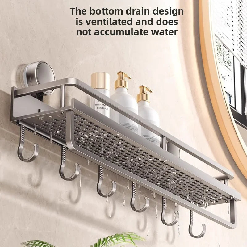 YM Wall Mounted Bathroom Suction Cup Shelf Multi-Purpose Rack Towel Holder for Washbasin Kitchen Storage Organizer
