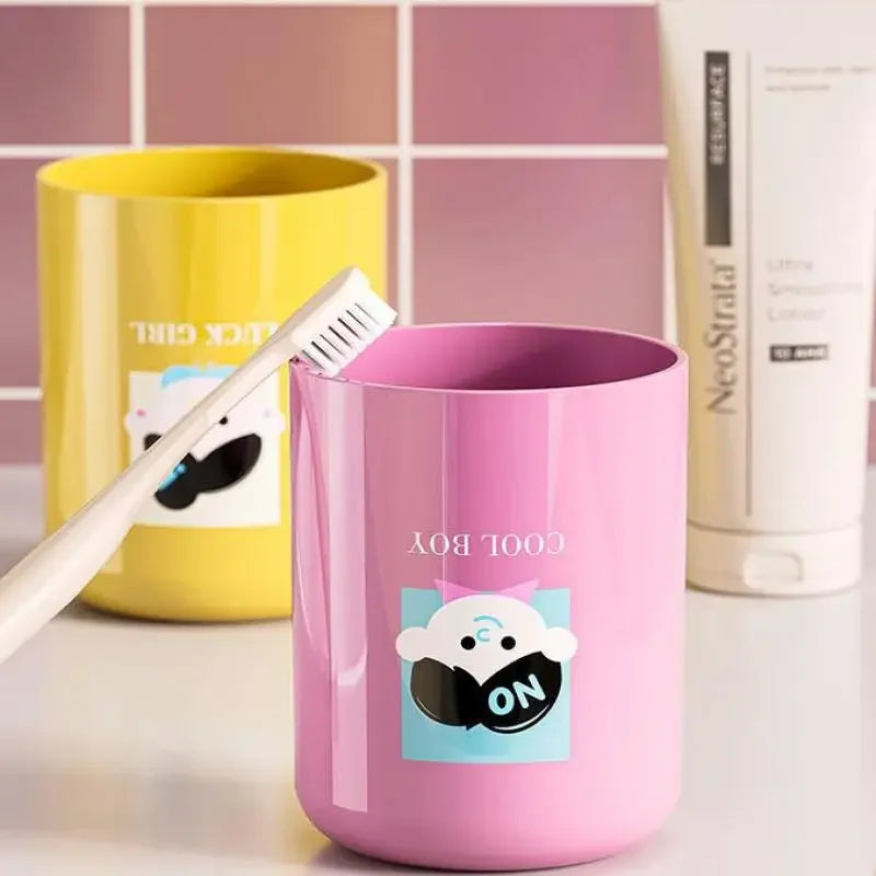 Cartoon Magnetic Toothbrush Holder Punch-Free Upside down Wall Mounted Bathroom Storage Rack Gargle Cup Organizer
