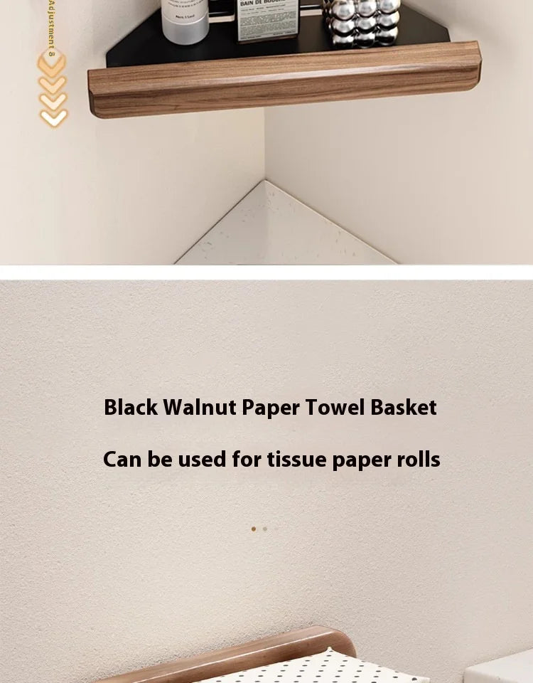 Walnut bathroom towel rack, high-end bath towel storage rack, bathroom shelf, bathroom pendant