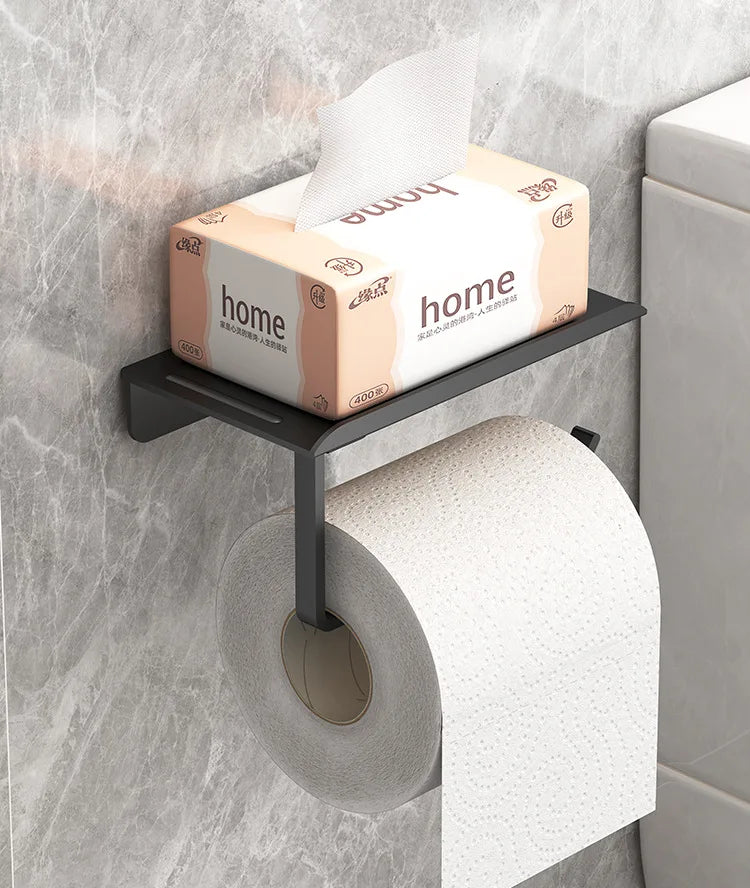 No Punching Toilet Paper Roll Holder Self Adhesive in Bathroom Tissue Paper Holder Plastic Easy Installation Paper Roll Holder