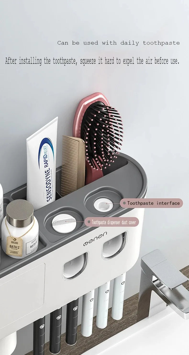 1Pcs Wash Set  Automatic Toothpaste Squeezer Cups Gargle Cup  Punch-free Toothbrush Cup Holder Storage Rack Bathroom Products Ho
