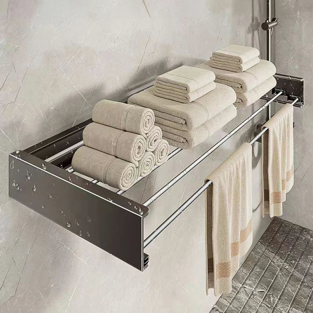 Voltsify Space-Saving Wall-Mounted Foldable Towel Rack, Aluminum Alloy Drying Shelf for Bathroom, Kitchen & Laundry Room
