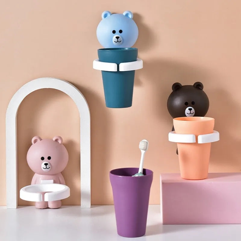 Bathroom Supplies Kids Toothbrush Holder Wall Mount Paste Baby Toothbrushing Cup Safe Non-toxic Wash Cup Strong Anti-Fall