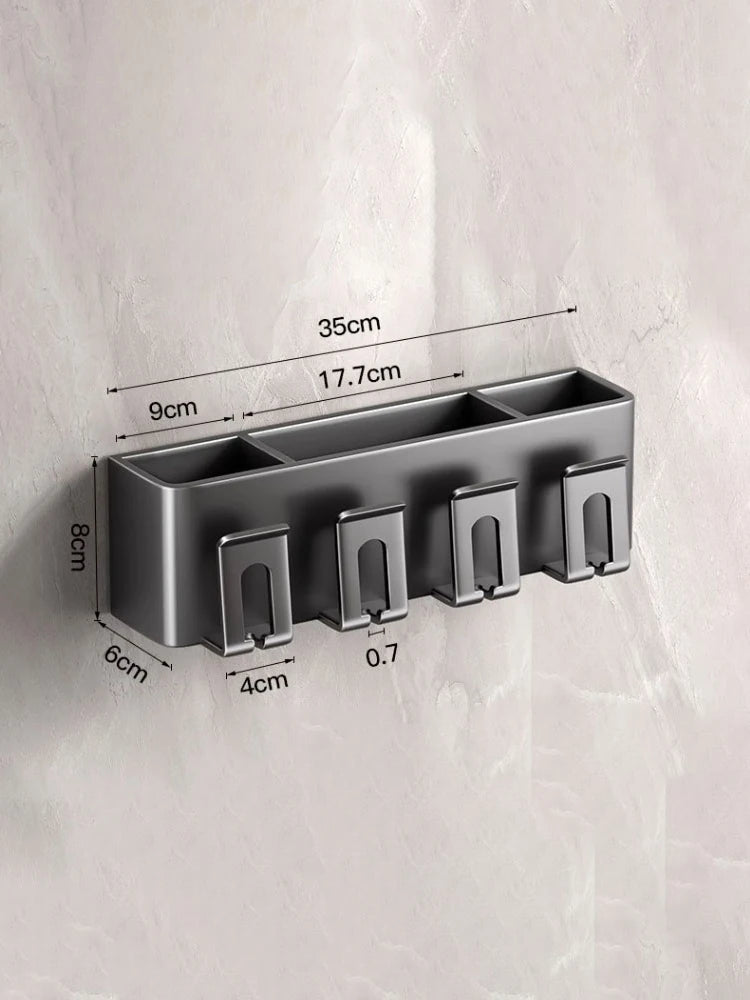 Multi-Function Toothbrush Cup Holder Punch-Free Toothpaste Holder Wall-Mounted Bathroom Storage Box Mouthwash Cup Holder