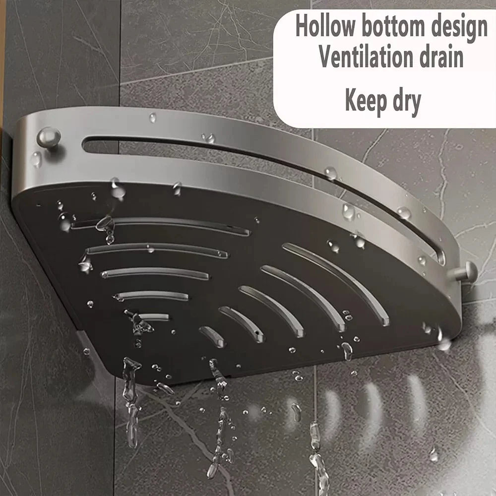 3PCS Bathroom Corner Shelf with Plastic Hook Towel Bar No Drill Space Shower Shampoo Holder Storage Rack Bathroom Organizer