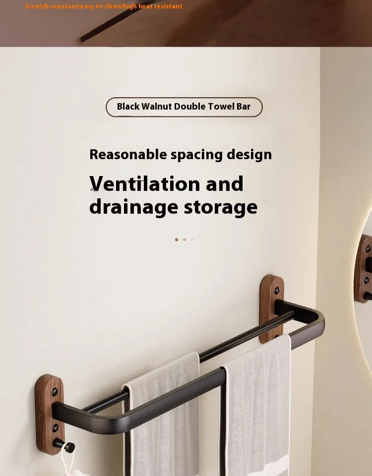 Walnut bathroom towel rack, high-end bath towel storage rack, bathroom shelf, bathroom pendant